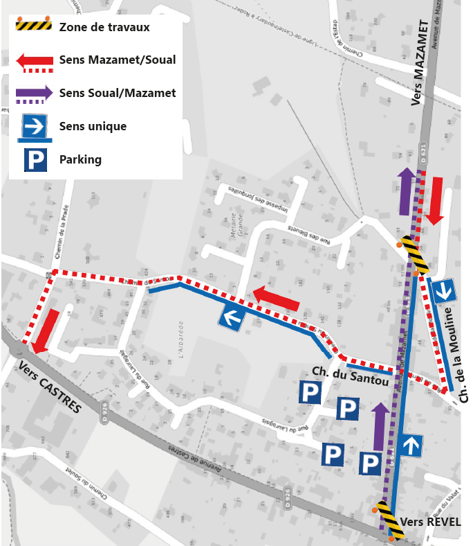 Plan déviation Avenue de Mazamet